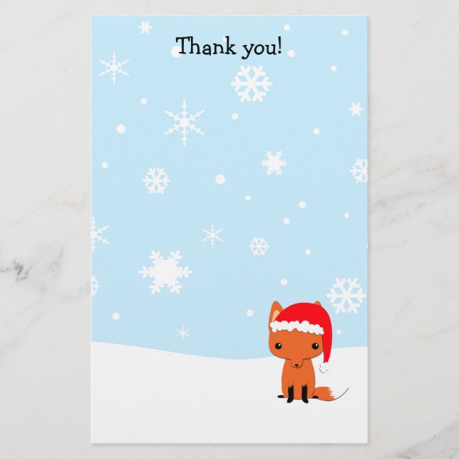 Thank you letters Christmas fox stationary Stationery (Front)