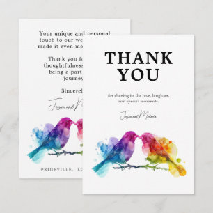 🌈Thank you LGBTQ+ Rainbow Lovebirds Thank You Card