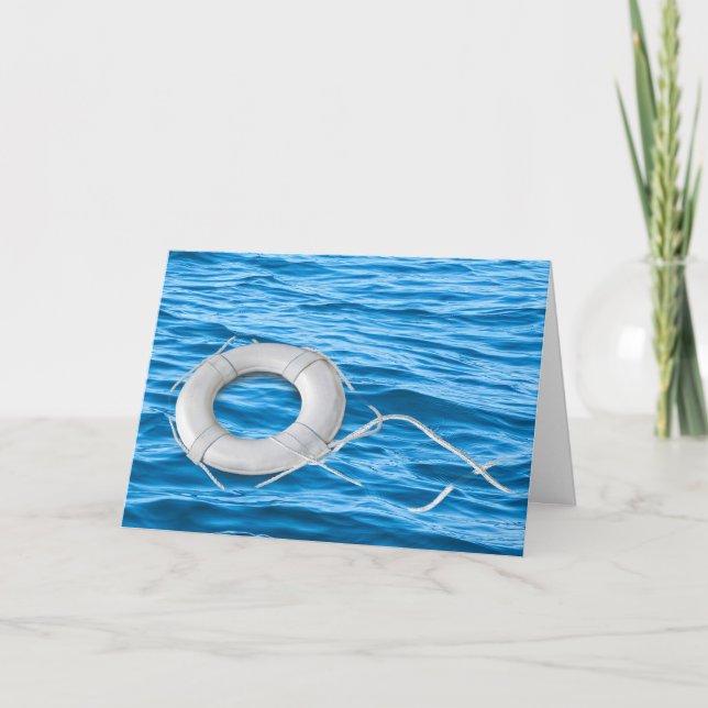 Thank You life ring floating on water Card (Front)