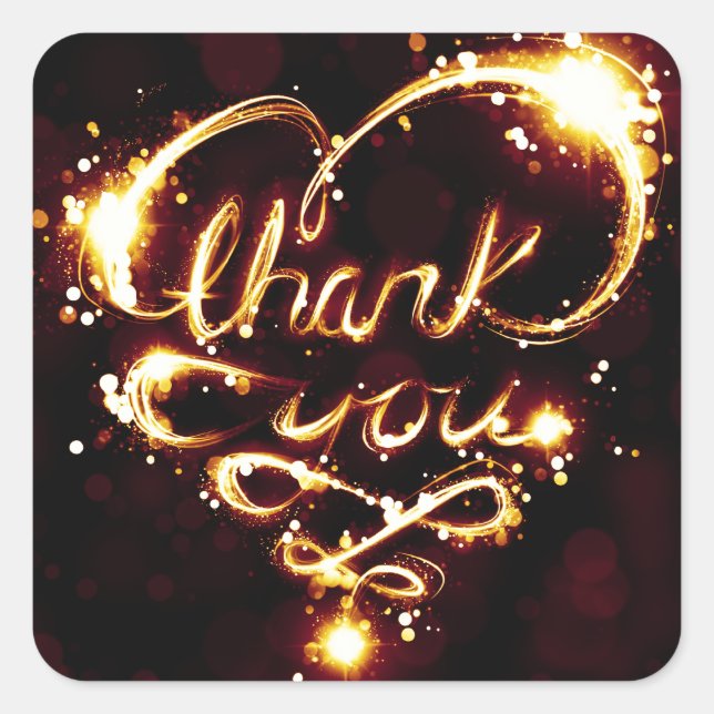 thank you light square sticker (Front)