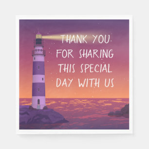 Thank You Lighthouse Beach Nautical Wedding Napkin