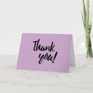 Thank You Lilac Purple Pastel Black Brush Script Card