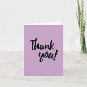 Thank You Lilac Purple Pastel Black Brush Script Card