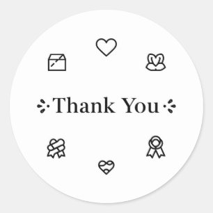 Thank You Line Art Classic Round Sticker