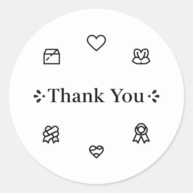 Thank You Line Art Classic Round Sticker (Front)