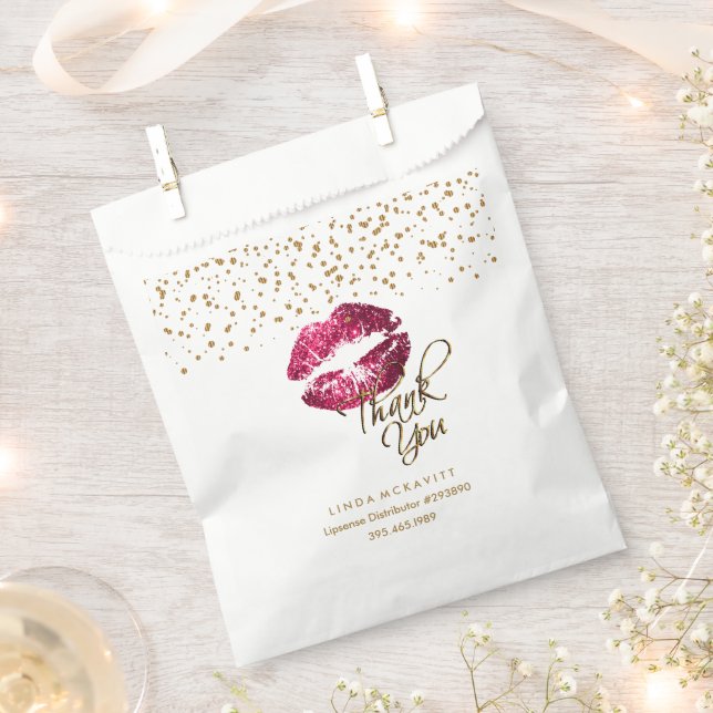 Thank you Lipsense Lips - Hot Pink Favour Bag (Clipped)