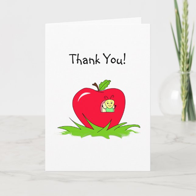 Thank You - Little Bug In Bright Red Apple House Card (Front)