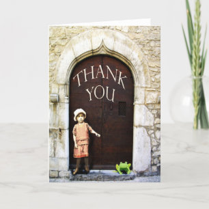 Thank you, little girl and green frog. you card