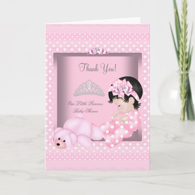 Thank You Little Princess Baby Shower Girl Pink Card (Front)