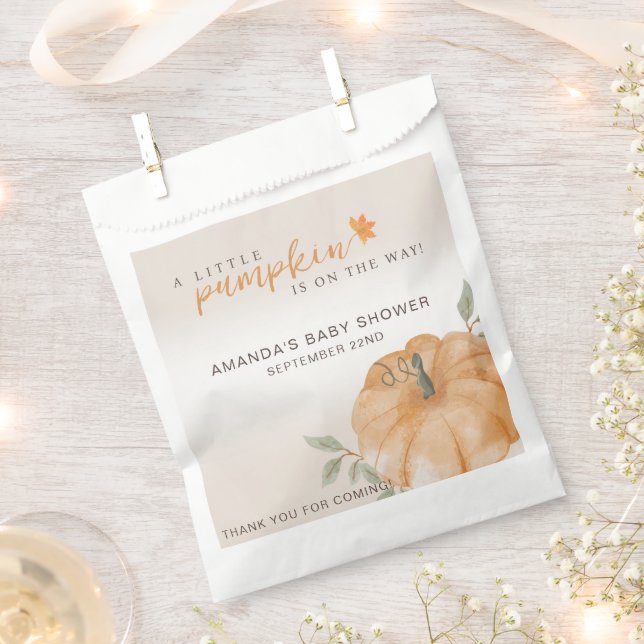 Thank You Little Pumpkin Fall Baby Shower  Favour Bag (Clipped)