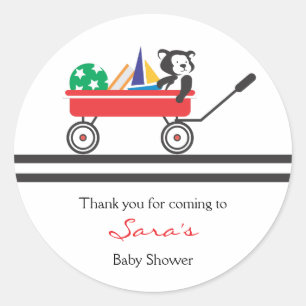Thank you    Little Red Wagon Baby Shower Sticker