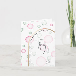 Thank You   Lively Fun Pink and Green Bubbles Card