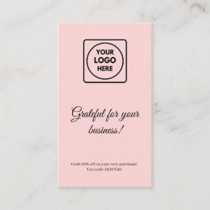 Thank You Logo   Blush Pink Modern Business Discount Card