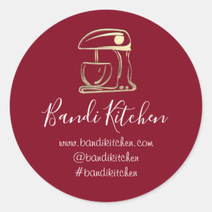 Thank You Logo Kitchen Cooking Bakery Gold Burgund Classic Round Sticker