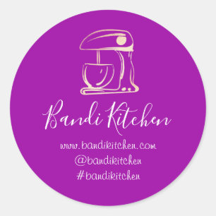 Thank You Logo Kitchen Cooking Bakery Gold Purple Classic Round Sticker