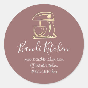 Thank You Logo Kitchen Cooking Bakery Gold Rose Classic Round Sticker