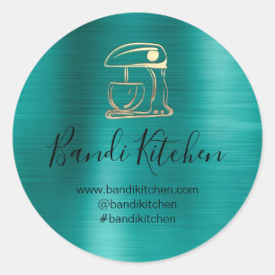 Thank You Logo Kitchen Cooking Bakery Sweets Teal Classic Round Sticker
