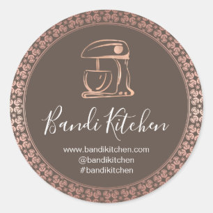 Thank You Logo Kitchen Cooking Chef Bakery RoseLux Classic Round Sticker