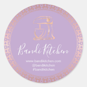 Thank You Logo Kitchen Cooking Chef Bakery Violet Classic Round Sticker