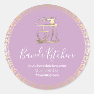 Thank You Logo Kitchen Cooking Chef BakeryPinkGold Classic Round Sticker