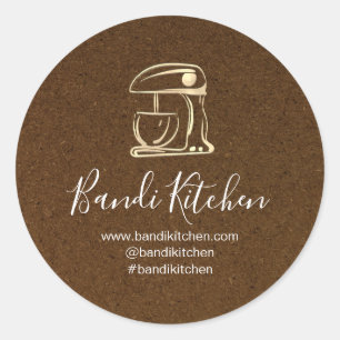 Thank You Logo Kitchen Cooking Chef GoldKraftBrown Classic Round Sticker
