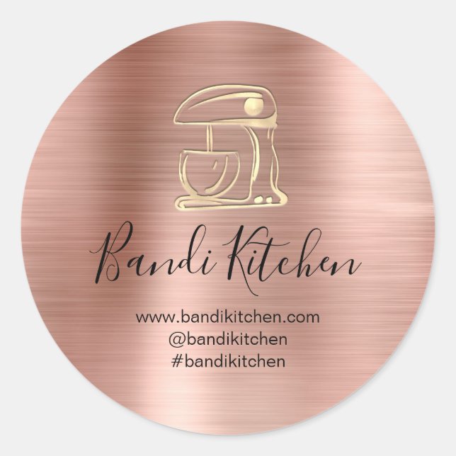 Thank You Logo Kitchen Cooking Chef OnlineRoseGold Classic Round Sticker (Front)