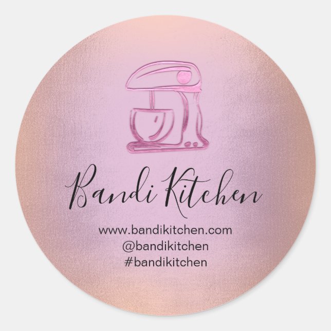 Thank You Logo Kitchen Cooking Chef Rose Purple Classic Round Sticker (Front)