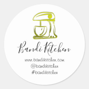 Thank You Logo Kitchen Cooking Mixer Mustard White Classic Round Sticker
