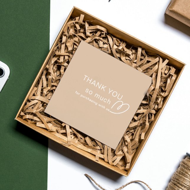 Thank you Logo Loyalty Modern beige Store QR Code  Discount Card (Thank you Logo Loyalty Modern Store QR Code Discount Card)