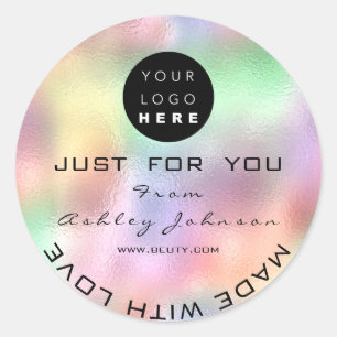 Thank You Logo Made Holograph Ombre Classic Round Sticker