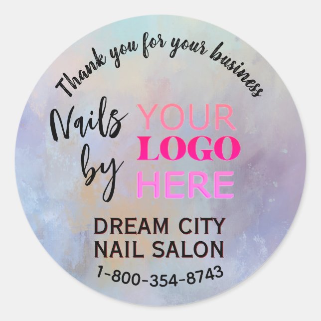 Thank You Logo Manicure Nail Salon Small Business  Classic Round Sticker (Front)