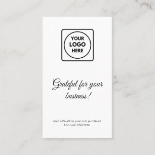 Thank You Logo Modern White Business Design Discount Card
