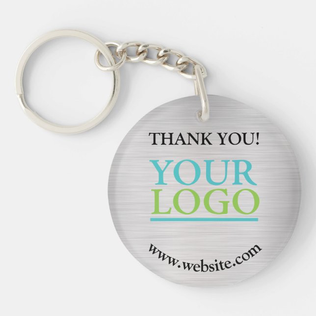 Thank You, Logo, Name Website, Brushed Silver Vs 2 Key Ring (Front)