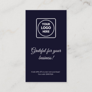 Thank You Logo Navy Blue Business Design Discount Card
