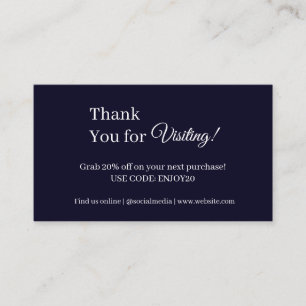 Thank You Logo Navy Blue Modern Minimalist Discount Card