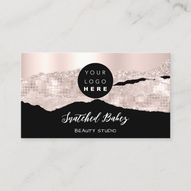 Thank You Logo QR Code Online Shop Rose Black Business Card (Front)