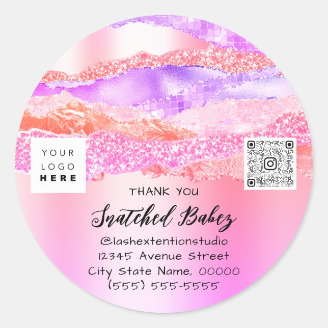 Thank You  Logo QR Code Online Shop Sweet 16th Classic Round Sticker (Front)