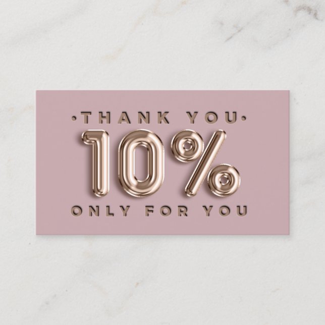 Thank You Logo QRCODE 10%OFF Discount Code Rose Business Card (Front)