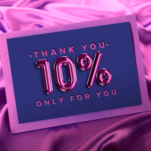 Thank You Logo QRCODE 10%OFF Discount Pink Navy Business Card