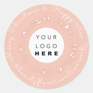 Thank You Logo Rose Christmas Tree Merry Logo Classic Round Sticker
