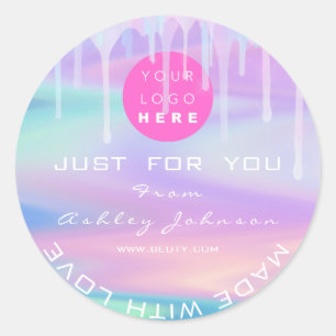 Thank You Logo Unicorn Holograph Made With Love Classic Round Sticker