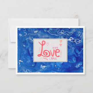 Thank You Love Flat Card 3.5" x 5" - Blue