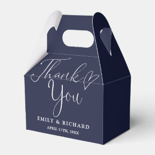 Thank You Love Heart Navy Blue Wedding Favour Box
