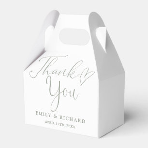Thank You Love Heart Sage Green Wedding Favour Box