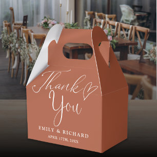 Thank You Love Heart Terracotta Wedding Favour Box
