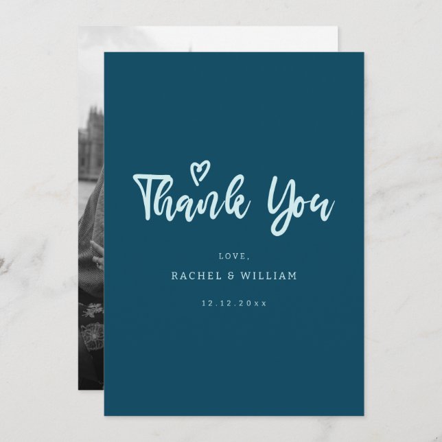 Thank You Love Wedding Thank You Cards with Photo (Front/Back)