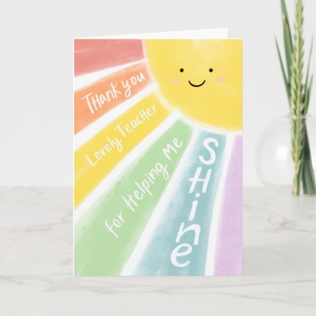 Thank You Lovely Teacher for Shining Card  (Front)