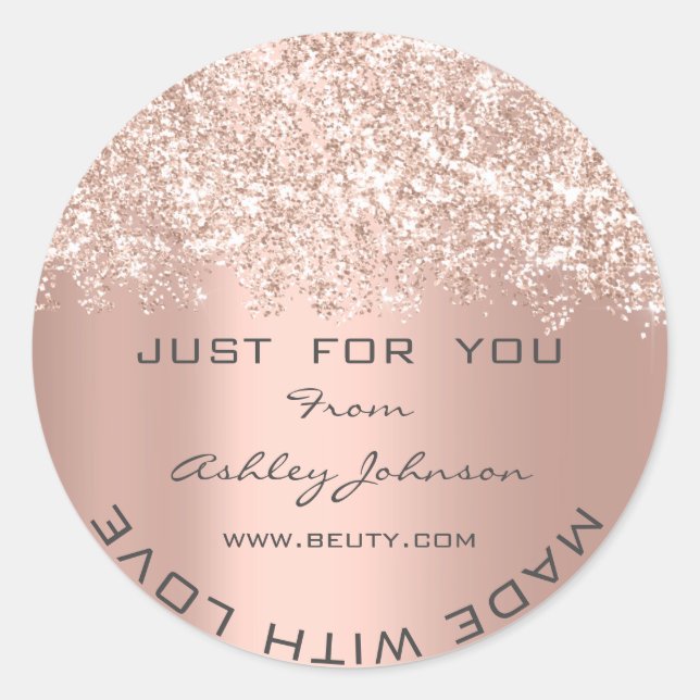 Thank You Made With Love Glitter Confetti Rose Ets Classic Round Sticker (Front)