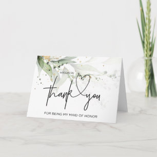 Thank You Maid of Honour Wedding Card From Bride