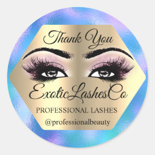 Thank YOU Makeup Artist Eyes Blue Pink Classic Round Sticker
